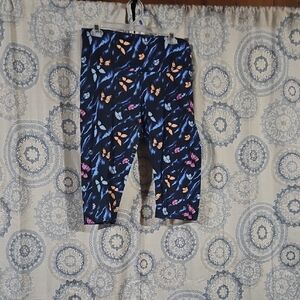 No Boundaries Butterfly Print Capris - Blue and Pink